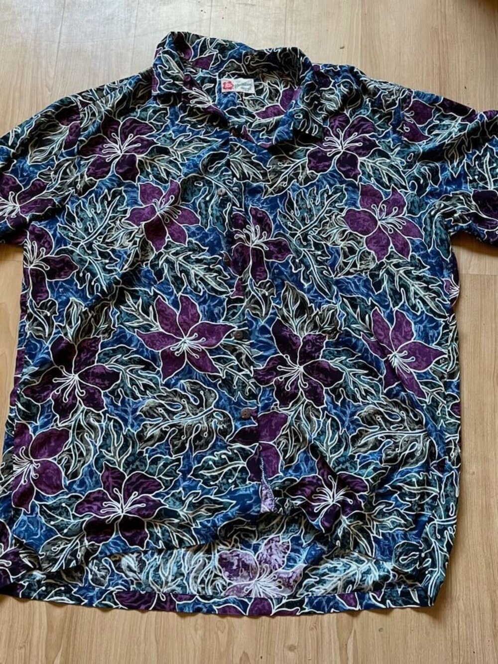 Vintage Hilo Hattie Hawaiian Original Shirt Purple Hibiscus Floral button down